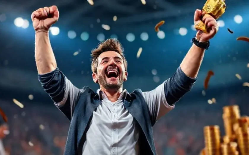 Apostador comemorando vitória em apostas online