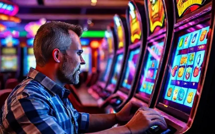 Jogador desfrutando de uma experiência de cassino online