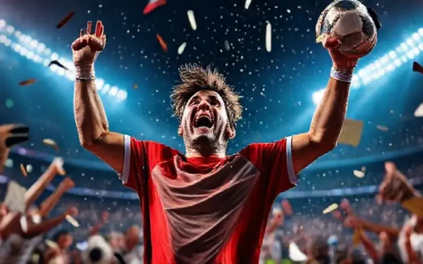 Apostador feliz comemorando uma vitória